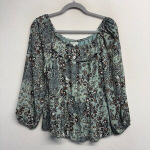 NWT Maurice's Long Sleeve S Peasant Blouse Blue